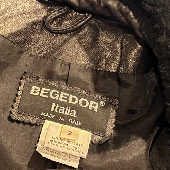 Rare Vintage BEGEDOR ITALIA Black Leather Jacket Women's Size 2 - Picture 4 of 16